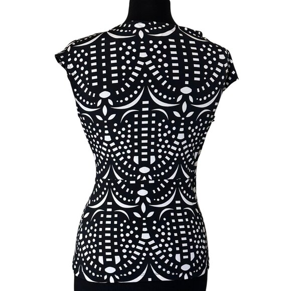 Worthington Geometric Blouse Cap Sleeve Polyester Blend Women's Size Petite S - Picture 2 of 13